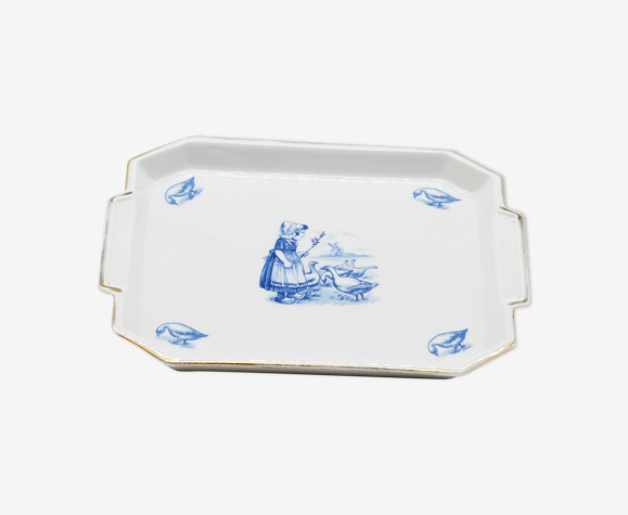 Plat céramique gardienne d'oie vintage