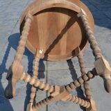 old small round oak table with can legs