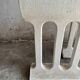 Pair of sculptural cast concrete planters in Off-White, mid-century brutalist style, long and rectangular.
