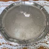 Chiseled serving tray with crossed ribbons in English silver-plated metal