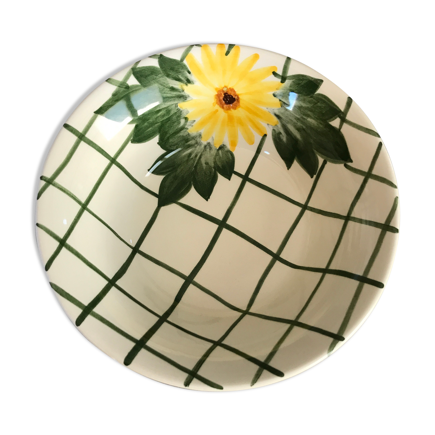 Cup vintage in ceramic enamelled signed fleur peinture decoration