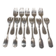 11 silver-plated cake forks with PP shell decor