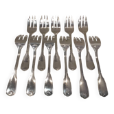 11 silver-plated cake forks with PP shell decor