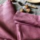Set of four old damasked towels dyed cyclamen