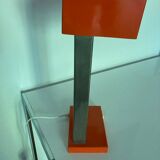 Large vintage orange desk lamp from the 70s in metal