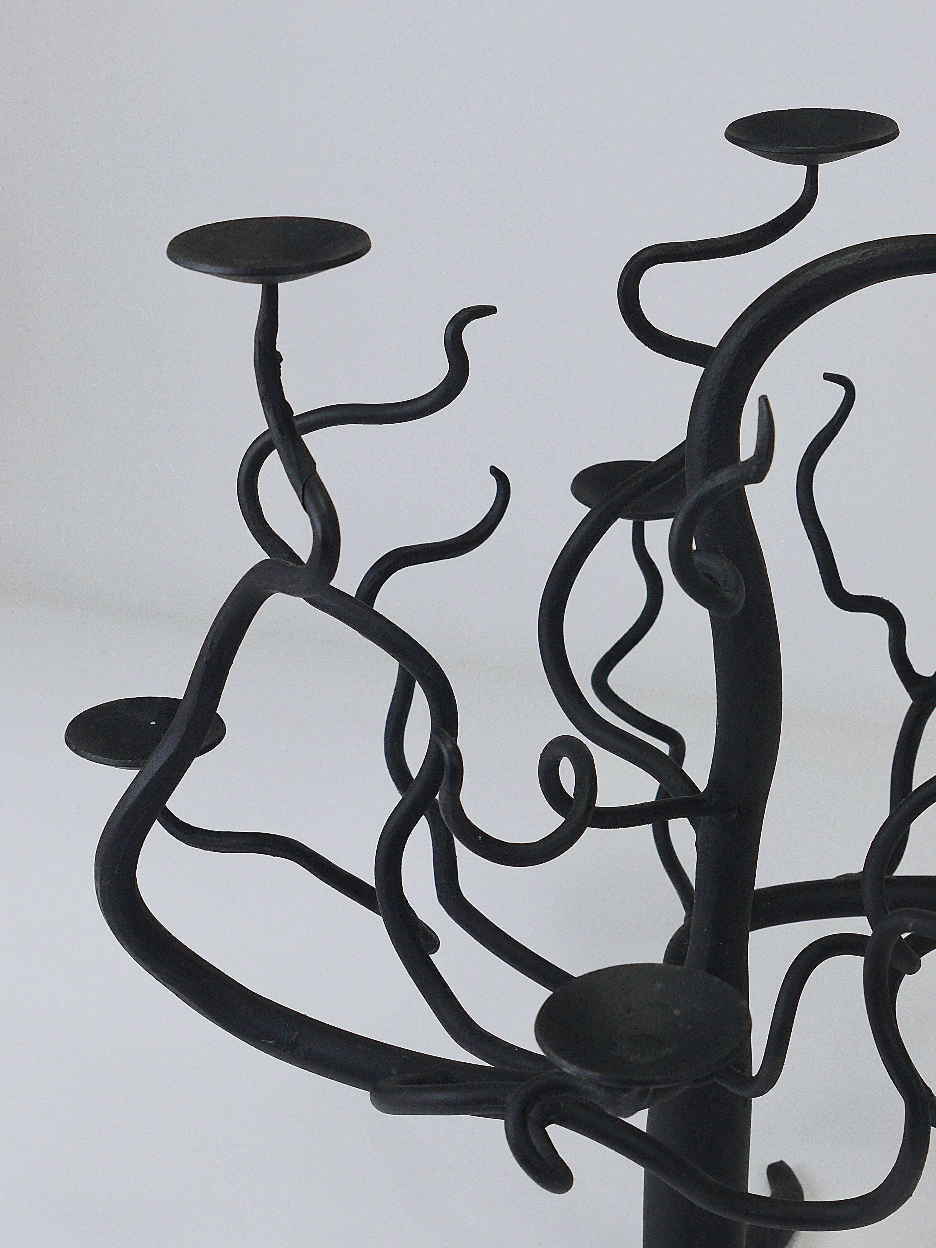 Brutalist Sculptural Chandelier Tree of Life Hand-Forged, 1970s