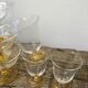 6 antique yellow crystal stemmed glasses and cups