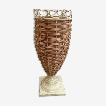 Metal and wicker vase, vintage