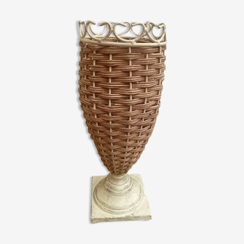 Vase in metal and wicker, vintage