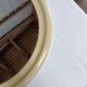 Round mirror in cream plastic, French house Syla, 70s