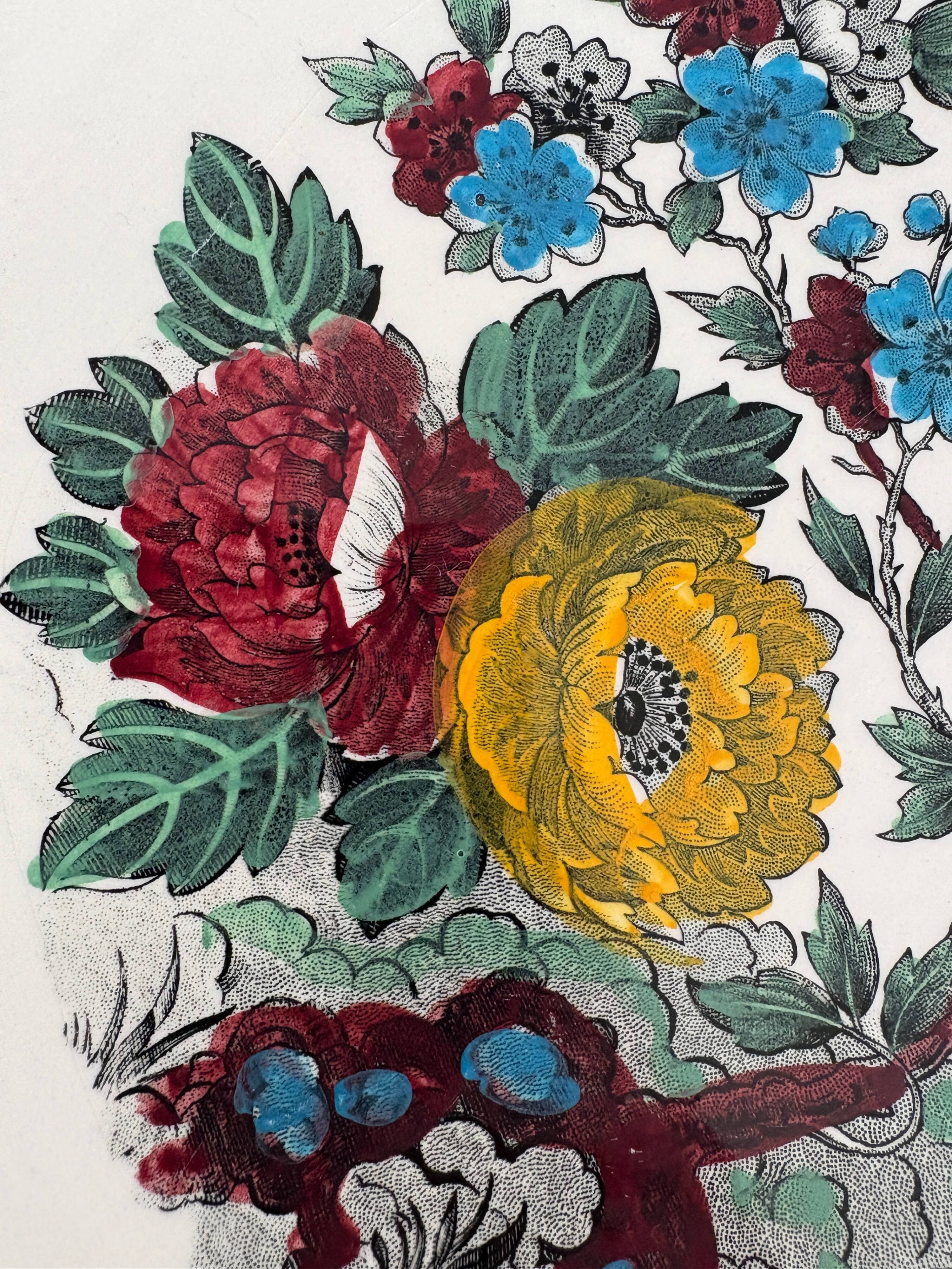 Large antique plate decorated with birds and flowers – Boch for Royal Sphinx