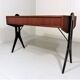 Vintage teak desk with black scissor legs 1960's