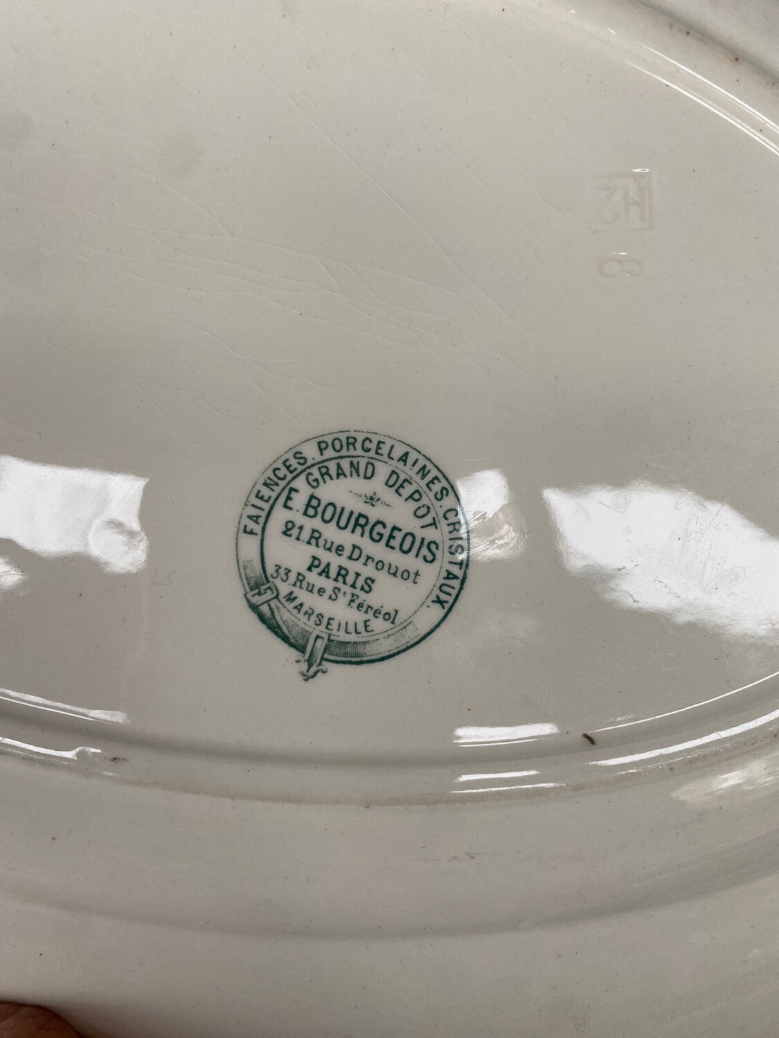 Old bourgeois earthenware serving dish
