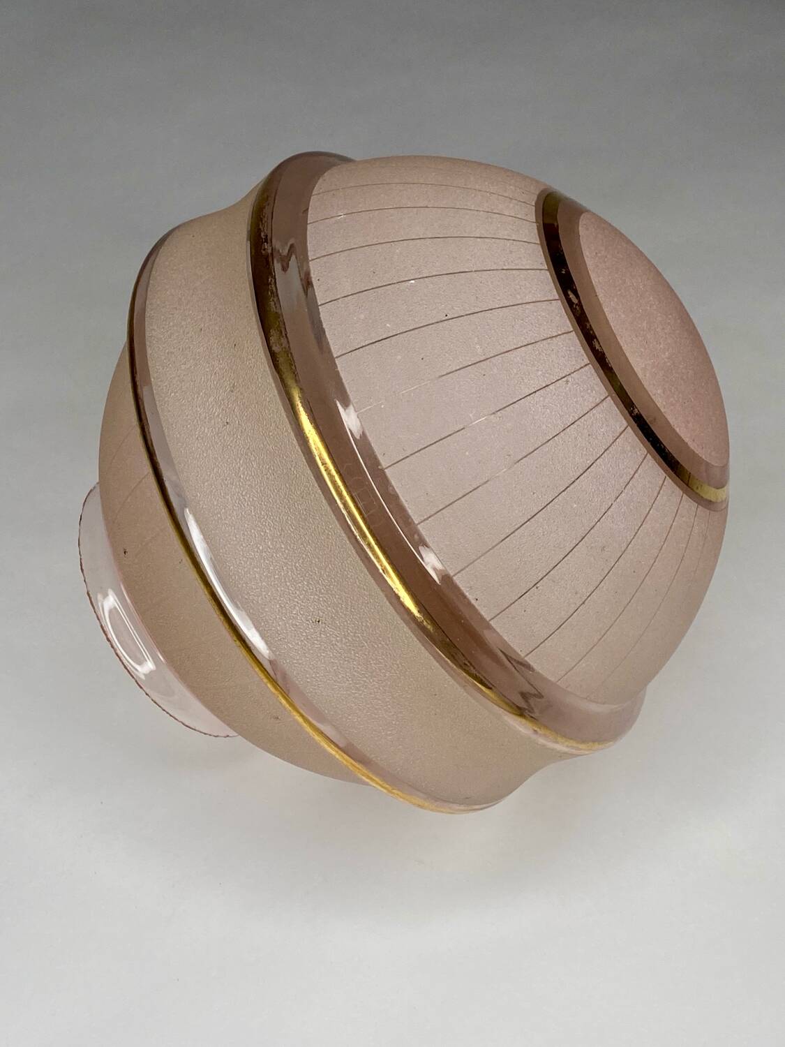 Art Deco frosted glass globe amber light pink and gilding