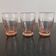 Set of 3 pink smoked glasses in chiseled glass from the 1950s