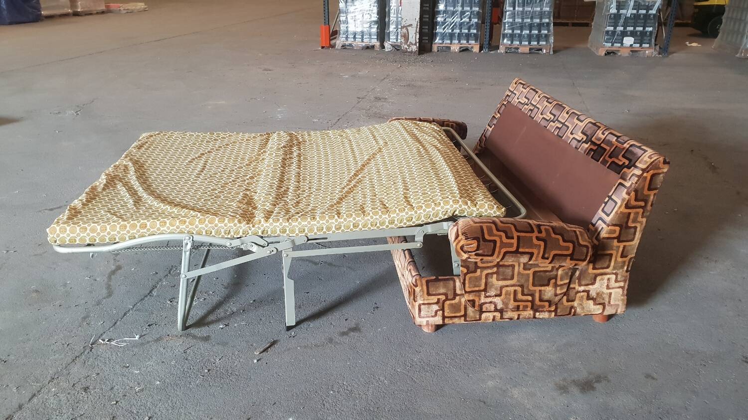 1970s velvet convertible sofa