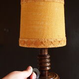 Vintage turned wooden candle holder lamp