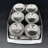 Set of 6 bowls on a tray, mid-century 1960s design