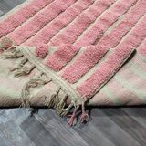 Handmade pure natural wool Berber rug in pink, size 150 x 250 cm.