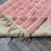 Handmade pure natural wool Berber rug in pink, size 150 x 250 cm.
