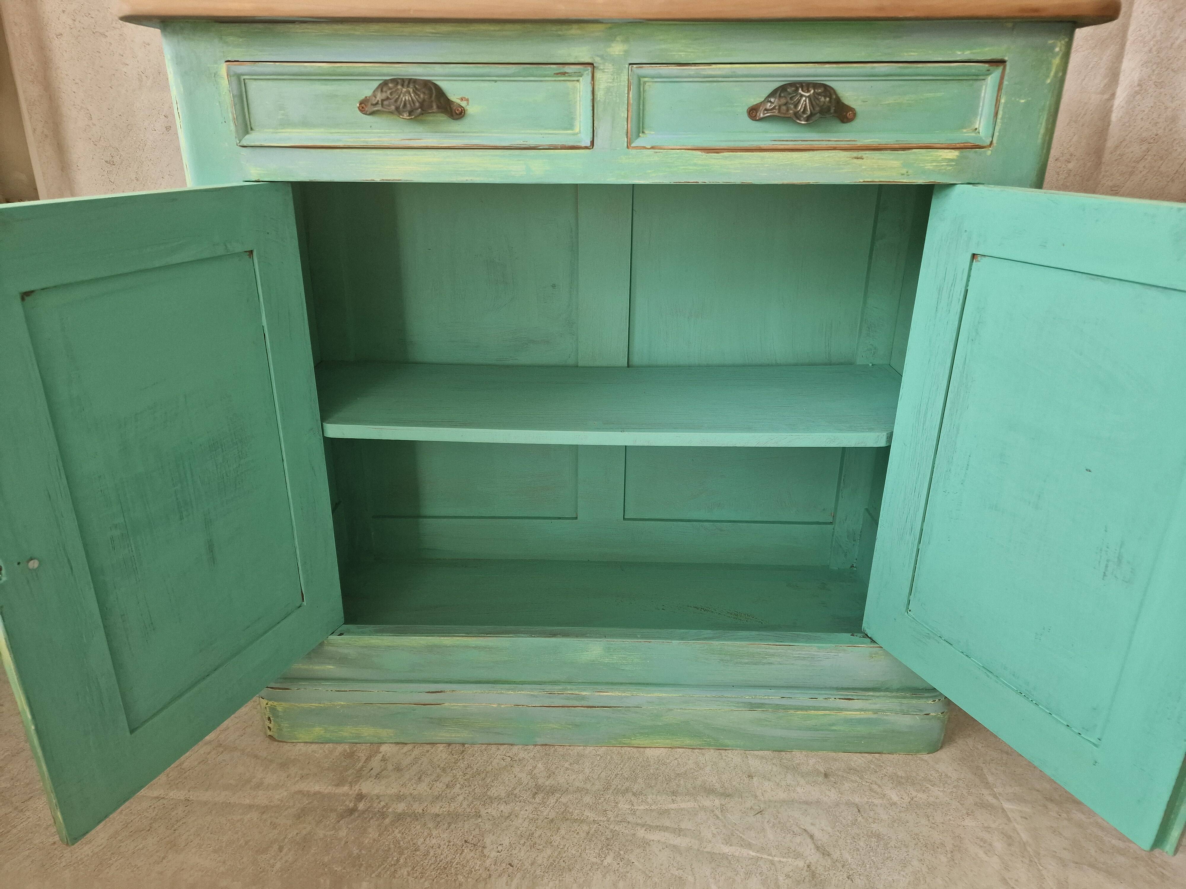 Parisian buffet with blue-green patina