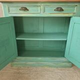 Buffet parisien patiné bleu vert