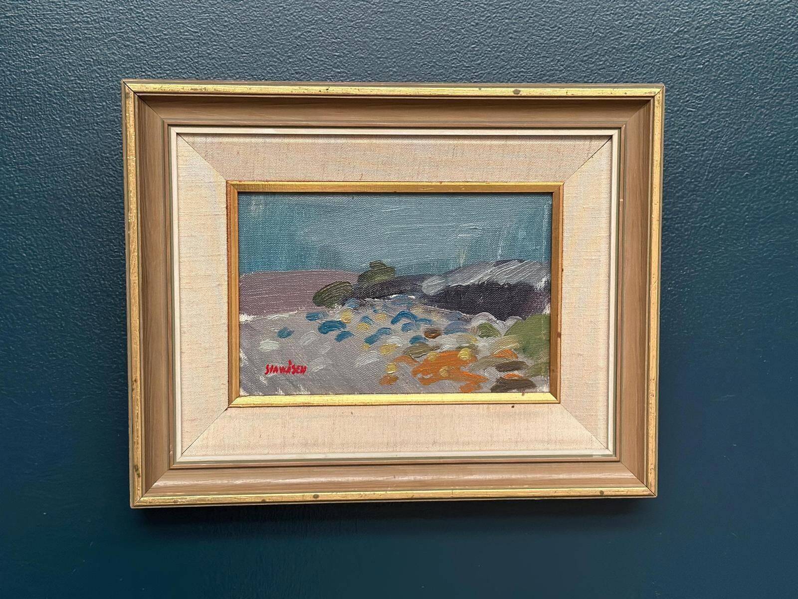 Original Mid Century Swedish Oil On Canvas – “Bua” By Gösta Stawåsen