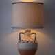 Spanish Revival Terracotta Table Lamp, Cream and Cobalt, New Linen Shade