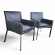 Pair manet minotti arm chairs 2004 / dark brown leather / chrome