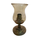 Lampe de chevet base fonte laitonnée globe verre ciselé ancien