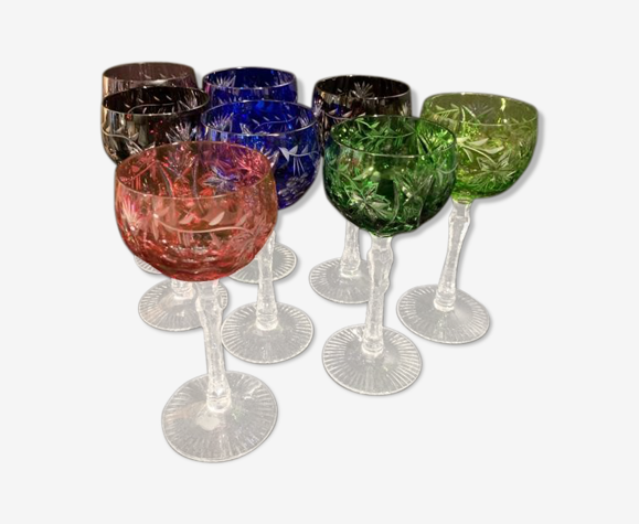 Saint Louis Baccarat colored crystal wine glasses | Selency