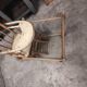 High chair retro baby old wood beech modular patinated white cream art deco dlg Baumann
