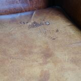 Sheepskin leather chair with a beautiful patina