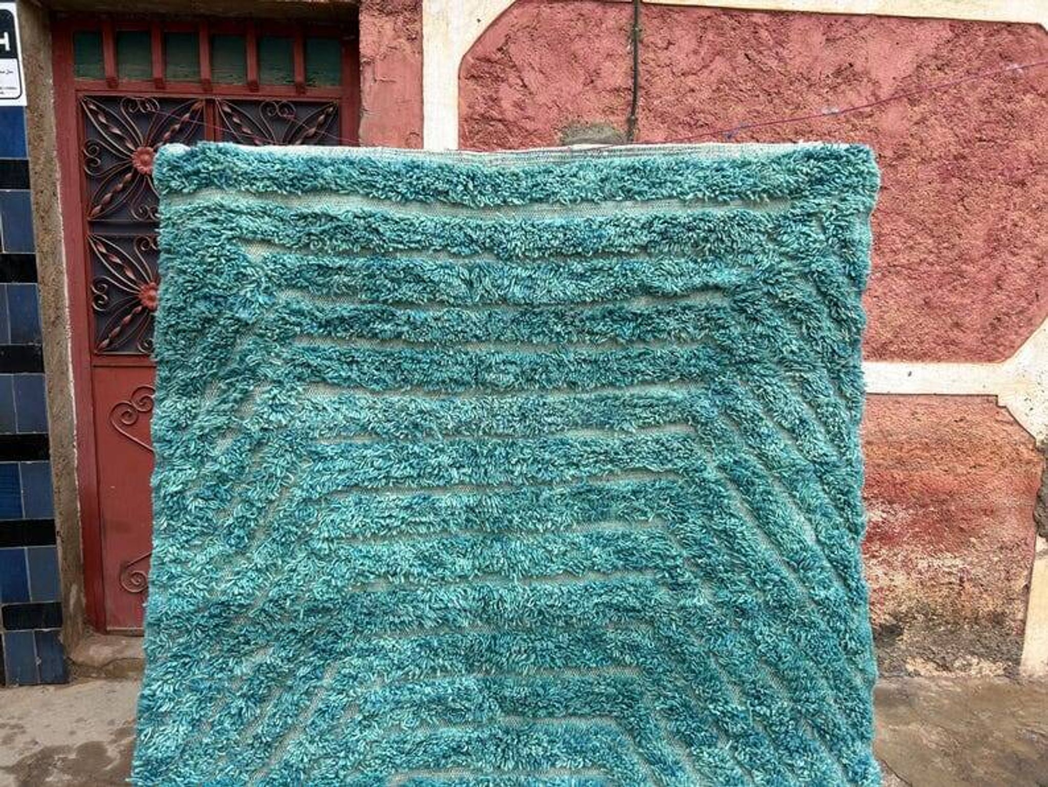 Custom-made traditional pure wool carpet blue 1.6/2.5 m