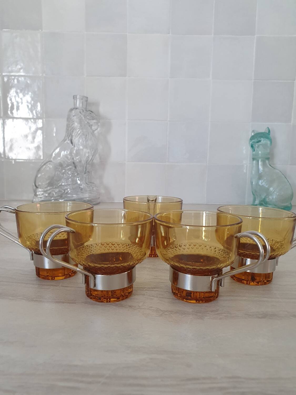 Amber glass italian espresso cups