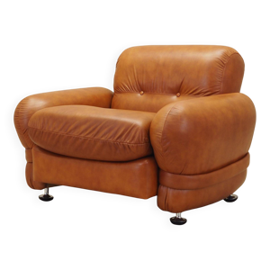 Fauteuil en cuir, design italien, années 1970, production : Italie