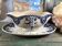 Sarreguemines gravy boat, Cluny model, blue arabesque decoration