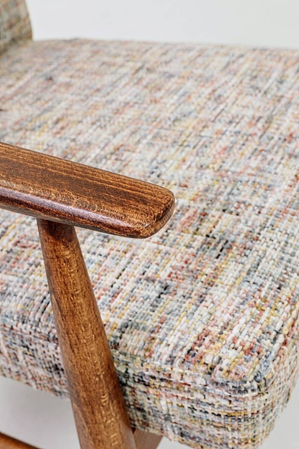 Vintage armchair mid-century modern design knitted fabric