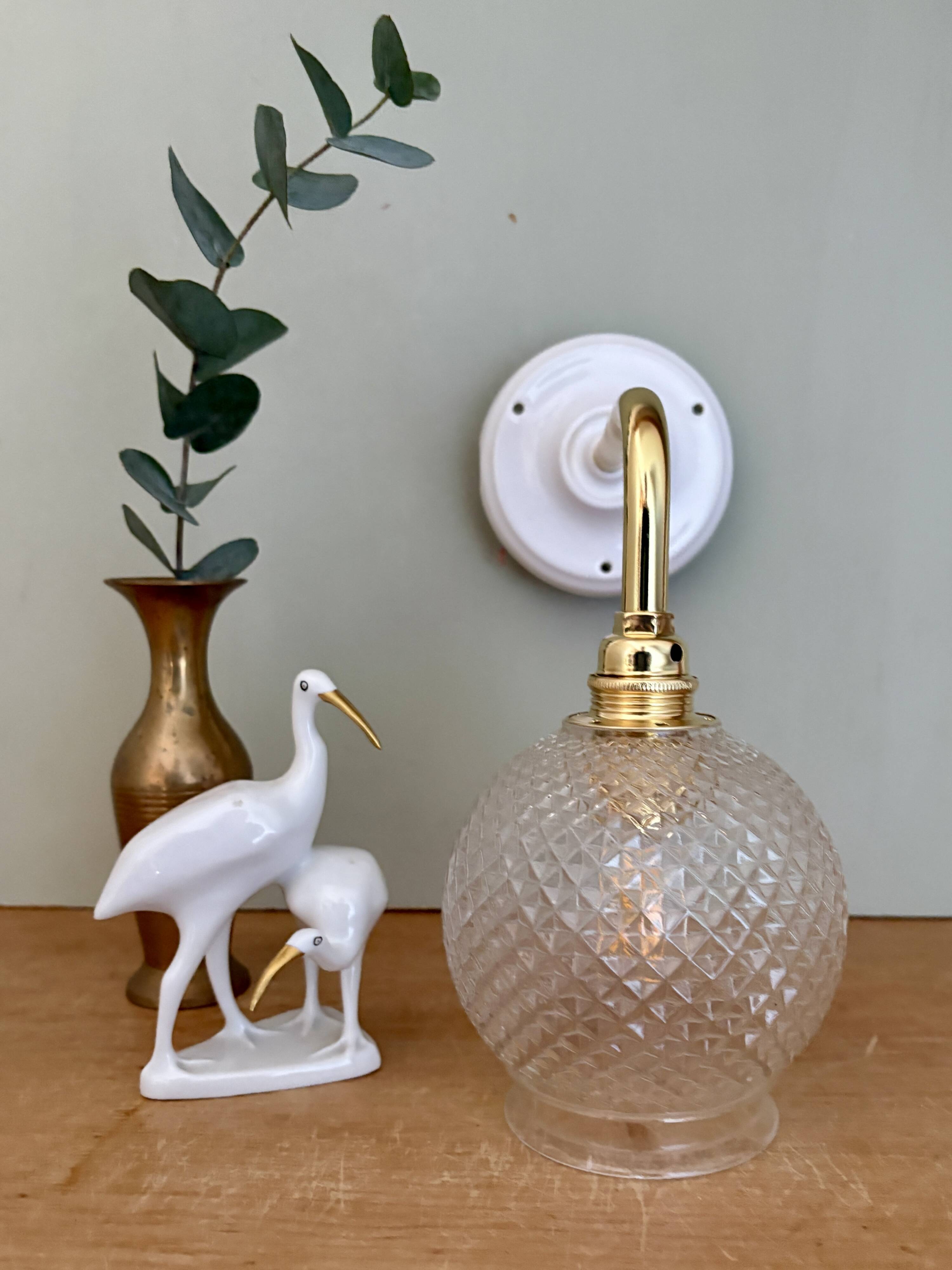 Vintage glass globe angled wall light
