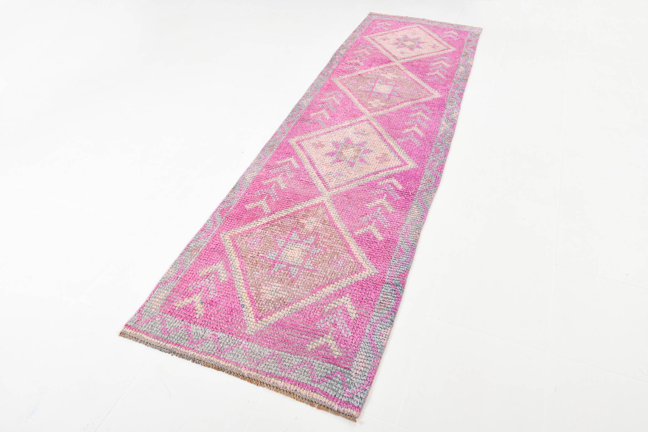 3x10 Faded Pink Orientel Turkish Runner Rug, 91x308Cm