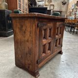 Brutalist furniture with 2 doors in elm.