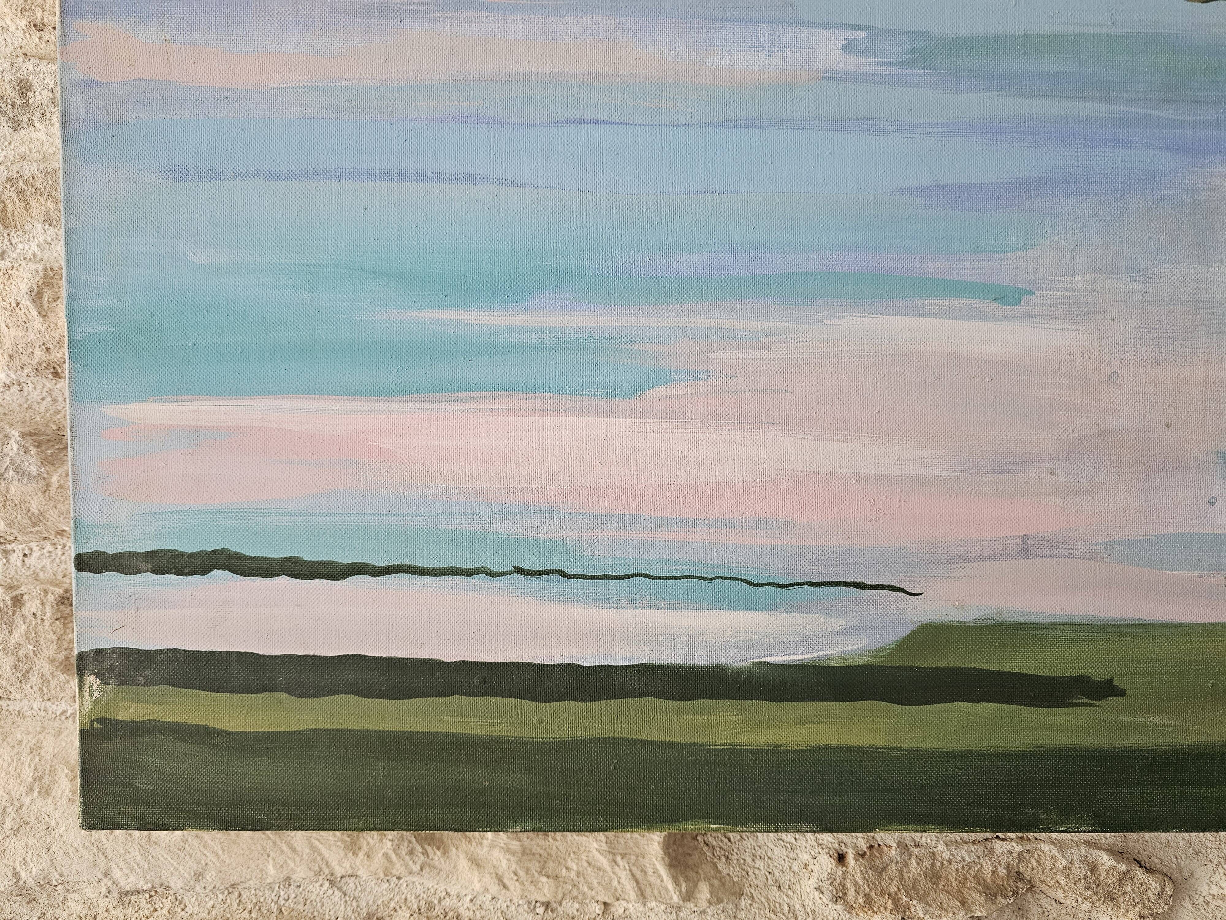 Oil on Canvas Painting Lakeside Landscape Water Body signed Doan Inger
