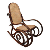 Rocking chair ancien en bois courbé et cannage style Thonet - Taille enfant