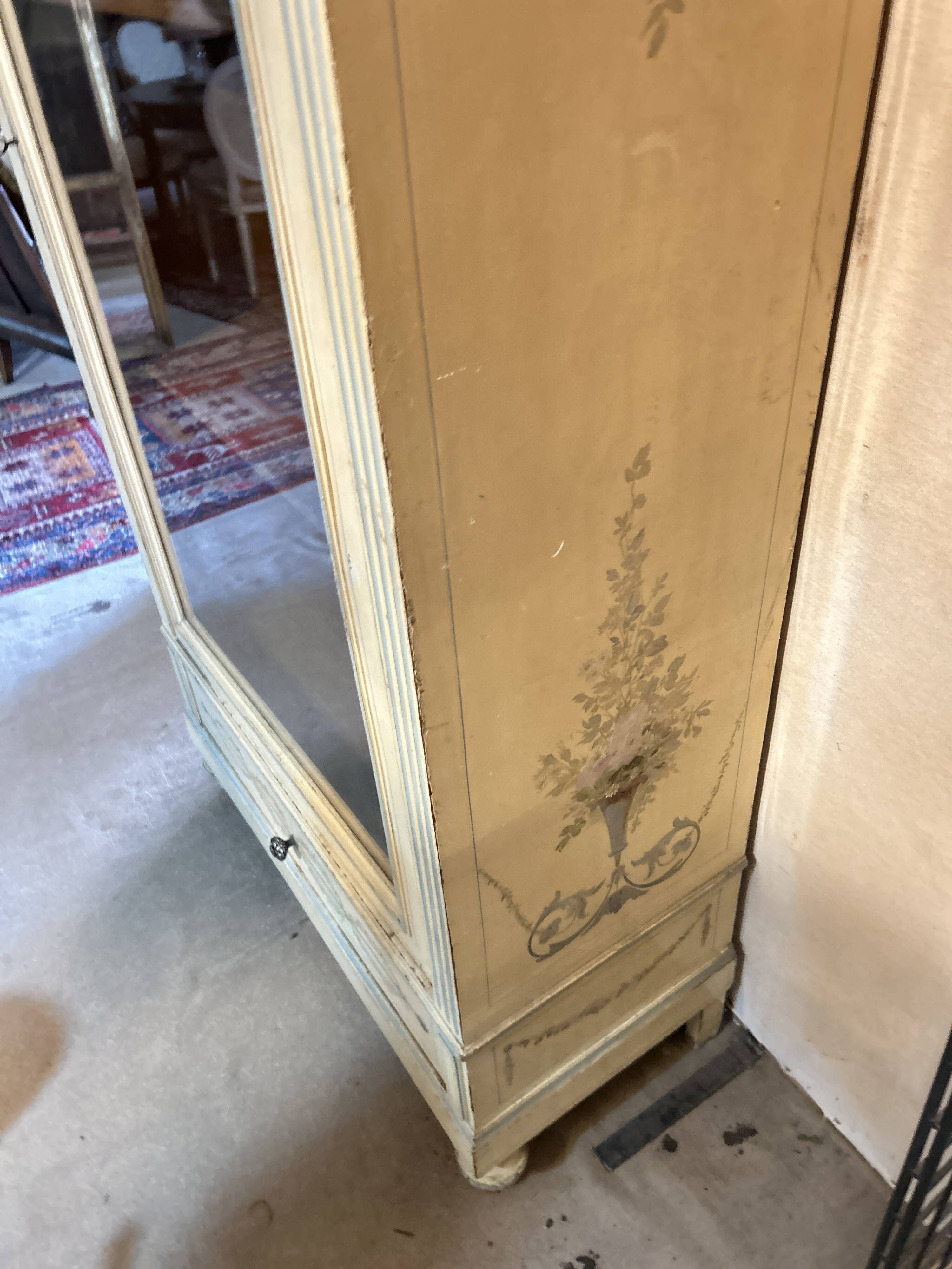 Armoire peinte Style Louis XVI-Directoire , 1 porte vitrée