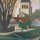 Tableau ancien le village et son église