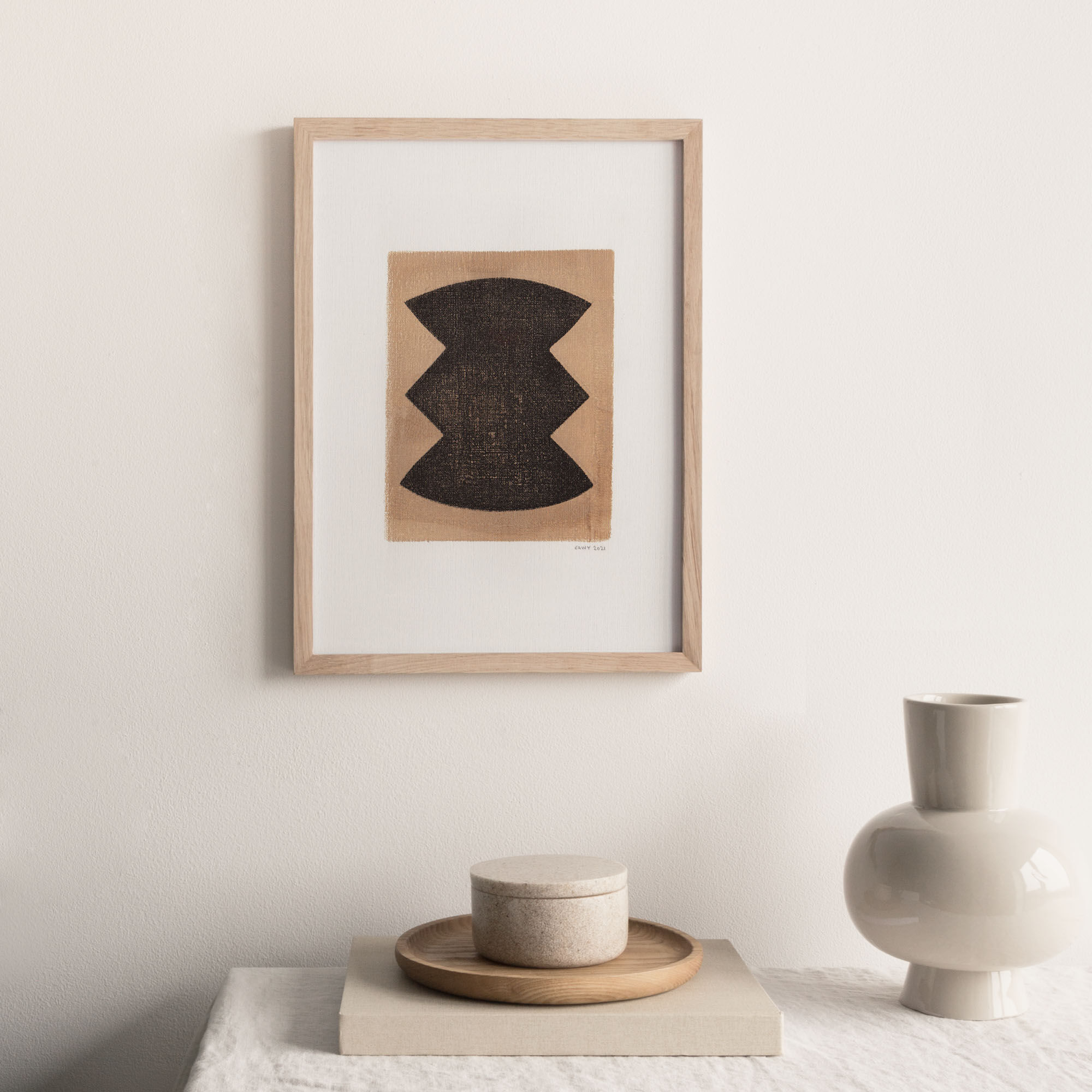 Peinture sur papier illustration M255 signée Eawy