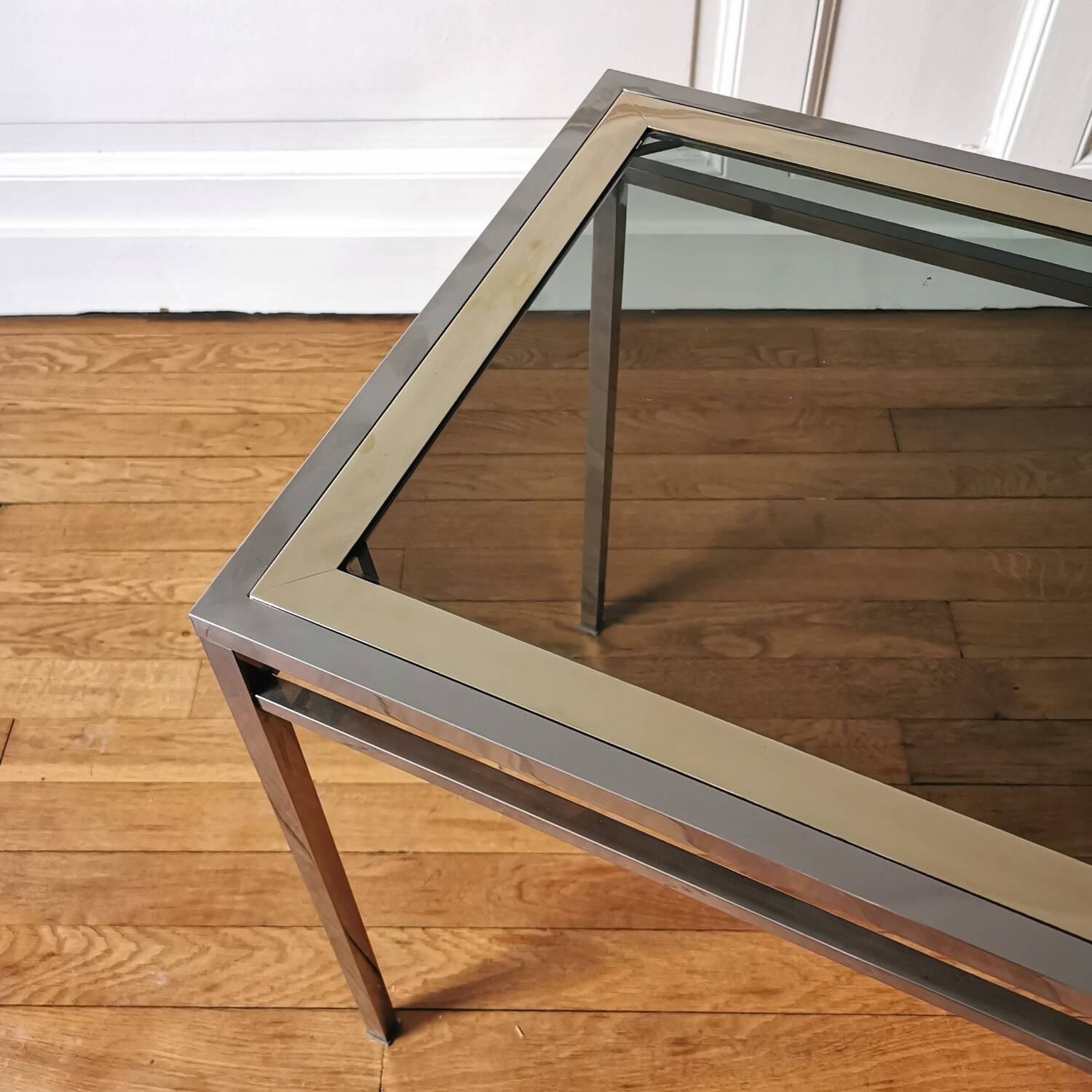 Chrome brass side table, 1970.