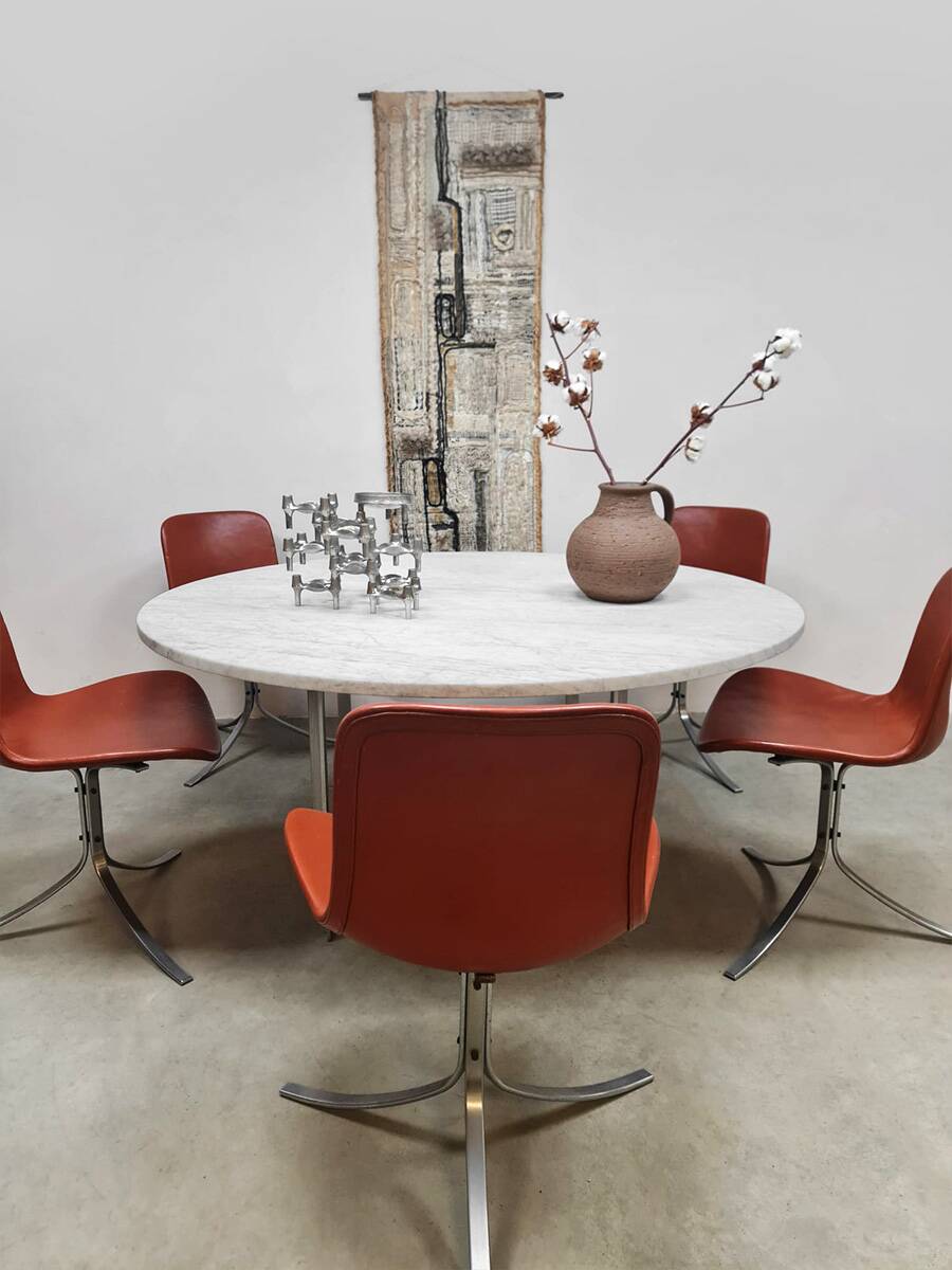 Vintage marble low dining table PK54 Poul Kjaerholm for Fritz Hansen 1990