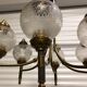 Glass and brass suspension and its vintage sconces