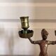 Antique Bronze Copper Gilded Candle Holder Soldier